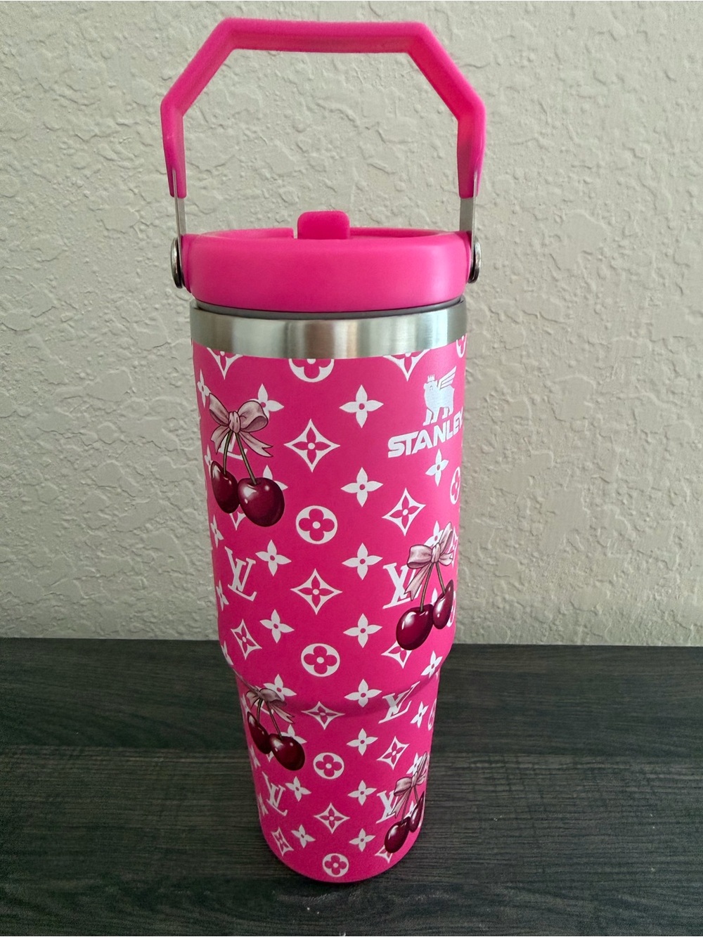 Stanley IceFlow 30 Oz Pink Cherry Flip Straw Tumbler New